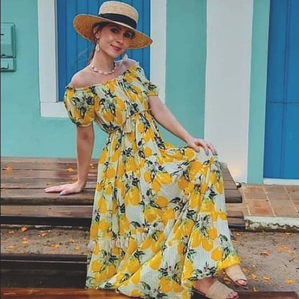 NWT FarmRio Cheirinho de Limão Maxi Dress - Picture 4 of 5